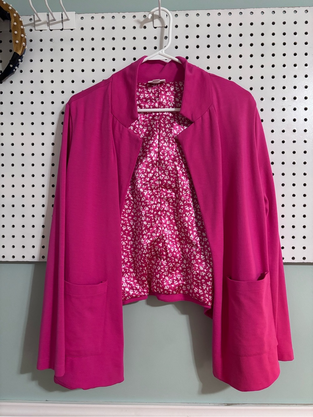 LuLaRoe Pink Open-Front Blazer with Floral Lining